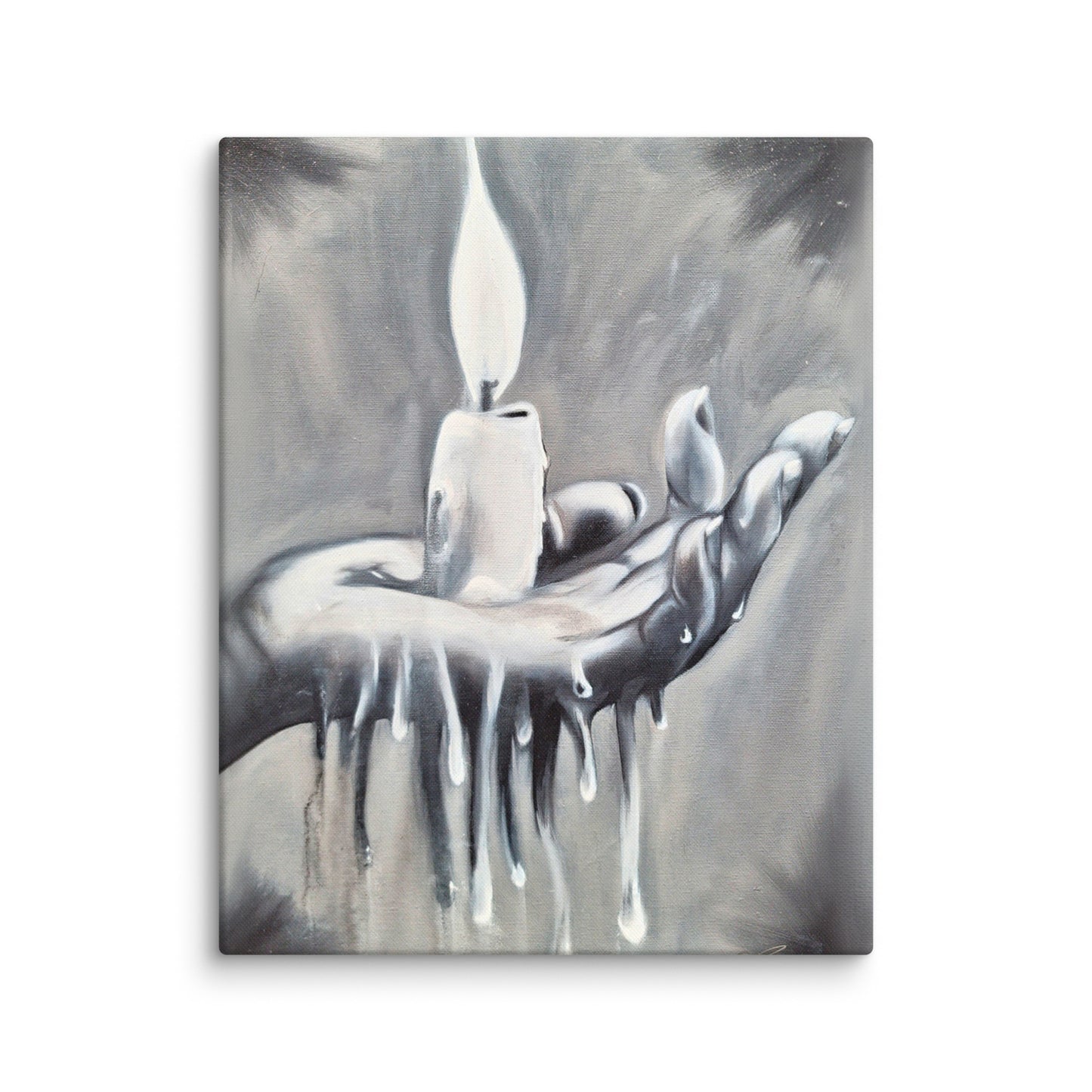 Hand Holding Melting Candle Canvas Print 16x20